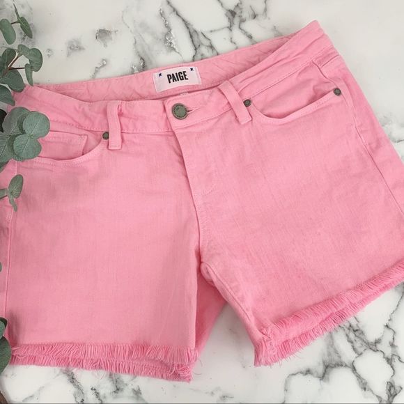 PAIGE Pants - PAIGE Shorts Fringe Pink Jean Denim